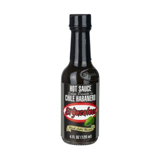 Salsa Picante Negra de Chile Habanero EL YUCATECO Schwarze Habanero Chili-Soße, Black Label Reserve, Flasche 120 ml