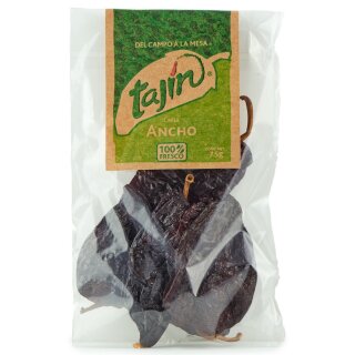 Chili Ancho Seco TAJÍN Getrocknete Ancho-Chilis, Pack 75g SONDERPREIS MHD 13.06.2026