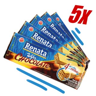 5er Set Wafer RENATA Chocolate Waffeln mit Schokoladenfüllung • Waffles with Chocolate Filling - 5 x 115 g